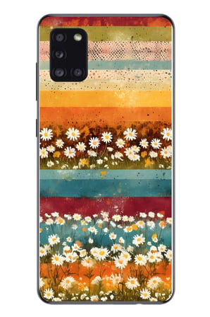 Samsung Galaxy A31 Uyumlu Çiçek Katmanları Baskılı Silikon Kılıf