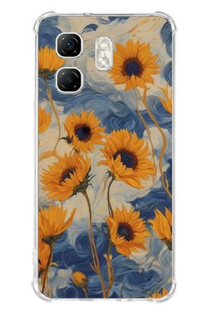 Infinix Hot 50i - Smart 9 Uyumlu Yıldızlı Ayçiçekleri Baskılı Silikon Kılıf