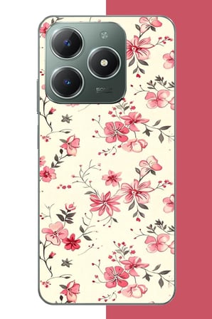 Realme C61 Uyumlu kırmızı pattern Baskılı Silikon Kılıf