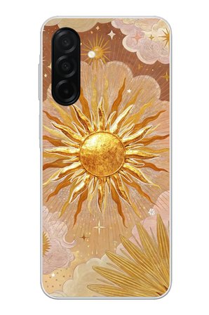 Samsung Galaxy A26 Uyumlu Altın Güneş ve Yıldız Desenli Baskılı Silikon Kılıf