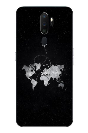 Oppo A5 2020 Uyumlu Dünya Haritası Uçuş Baskılı Silikon Kılıf