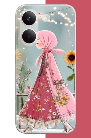 Poco X8 Pro Uyumlu pembe elbiseli kız Baskılı Silikon Kılıf