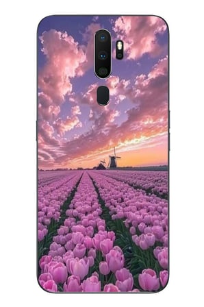 Oppo A5 2020 Uyumlu Lale Bahçesi Baskılı Silikon Kılıf
