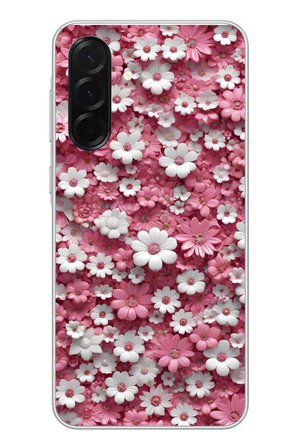 Samsung Galaxy A36 Uyumlu Beyaz Pembe Papatyalar Baskılı Silikon Kılıf