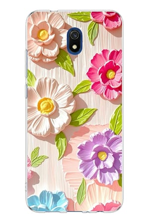 Redmi 8A Uyumlu Renkli Çiçek Bahçesi Baskılı Silikon Kılıf