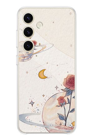 Samsung Galaxy S24 Uyumlu Gezegen, Yıldız ve Gül Baskılı Silikon Kılıf