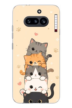 Nothing Phone (4A) Uyumlu Sevimli Kedicikler ve Patiler Baskılı Silikon Kılıf