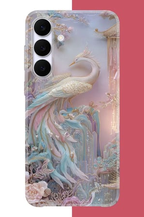 Samsung Galaxy S25 FE Uyumlu kristal kuğu Baskılı Silikon Kılıf