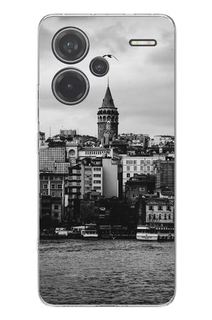 Redmi Note 13 PRO PLUS Uyumlu Galata Kulesi ve Deniz Manzaralı Baskılı Silikon Kılıf