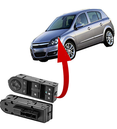 Opel Astra H Sol Dörtlü Cam Düğmesi Anahtarı 2003--2011
