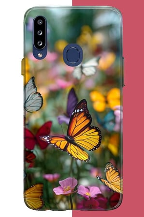 Samsung Galaxy A20S Uyumlu Kelebek Bahçesi Baskılı Silikon Kılıf
