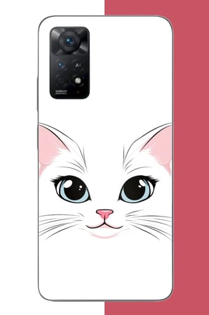 Redmi Note 11E Uyumlu kedi yüzü Baskılı Silikon Kılıf
