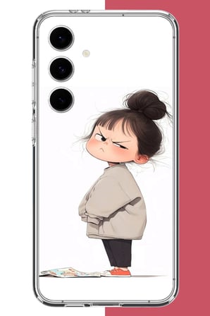 Samsung Galaxy S24 FE Uyumlu kawaii sinirli kız Baskılı Silikon Kılıf