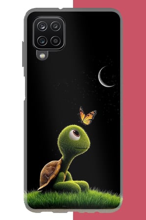 Samsung Galaxy A22-M22-M32 Uyumlu Ay Işığındaki Minik Kaplumbağa Baskılı Silikon Kılıf
