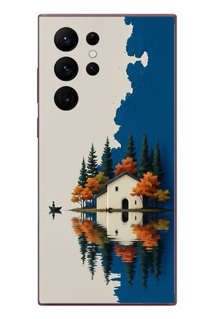 Samsung Galaxy S22 Ultra Uyumlu Sonbahar Evi Baskılı Silikon Kılıf