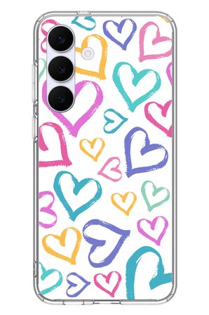 Samsung Galaxy S25 FE Uyumlu Modern Çizgi Kalpler Baskılı Silikon Kılıf