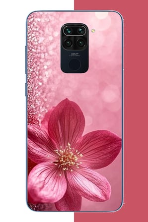 Redmi Note 9 Uyumlu Pembe Işıltı Baskılı Silikon Kılıf
