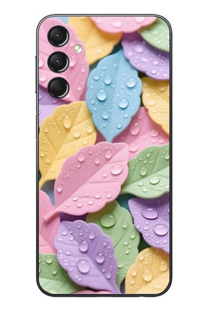 Samsung Galaxy A24 Uyumlu Pastel Damlalıklı Yapraklar Baskılı Silikon Kılıf