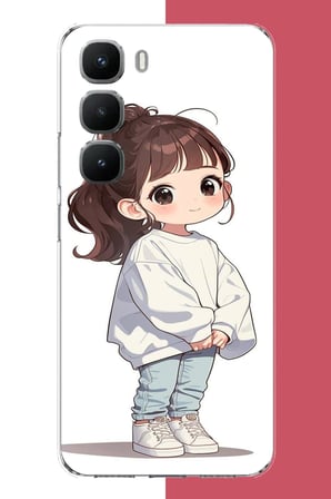 Infinix Hot 60 Pro Uyumlu kawaii beyaz sweatshirt kız Baskılı Silikon Kılıf