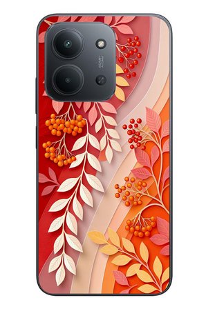 Redmi 15C Uyumlu Kırmızı Beyaz İğdeler Baskılı Silikon Kılıf