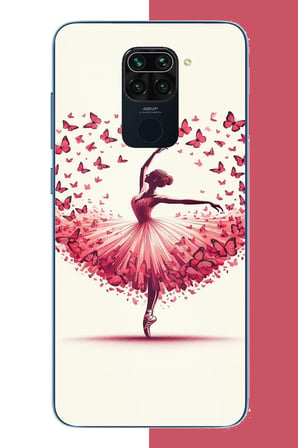Redmi Note 9 Uyumlu kelebekli balerin Baskılı Silikon Kılıf