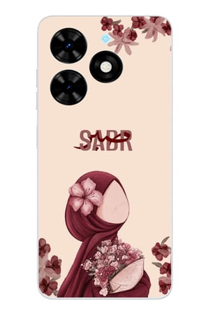 Tecno Spark 20-20C Uyumlu Bordür Çiçekli Sabır Yazılı Baskılı Silikon Kılıf
