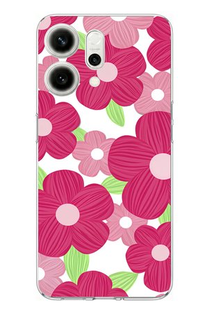 Oppo Reno 14 5G Uyumlu Pembe Çiçek Desenli Baskılı Silikon Kılıf