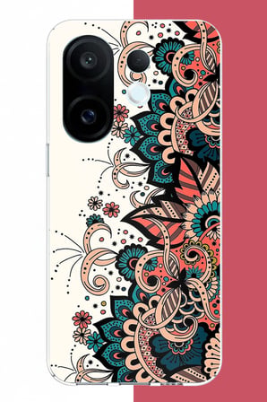 Vivo X200 FE Uyumlu Etnik Çiçek Deseni Baskılı Silikon Kılıf