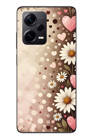 Redmi Note 12 Pro Plus Uyumlu Kalpli Papatya Damlaları Baskılı Silikon Kılıf