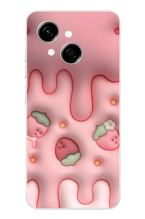 Tecno Spark GO 1 Uyumlu Çilekli Pasta Baskılı Silikon Kılıf