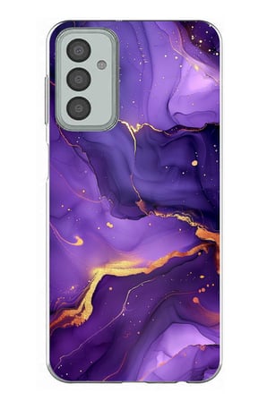 Samsung Galaxy M13-M23 Uyumlu Ametist Taşı Mor Mermer Baskılı Silikon Kılıf