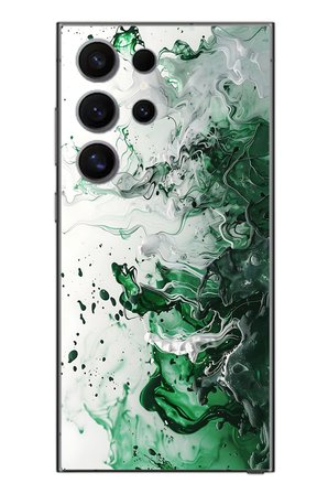 Samsung Galaxy S24 Ultra Uyumlu Yeşil Beyaz Dalgalar Baskılı Silikon Kılıf