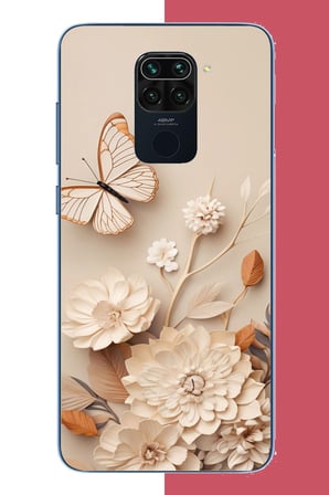 Redmi Note 9 Uyumlu duvardaki kelebek Baskılı Silikon Kılıf