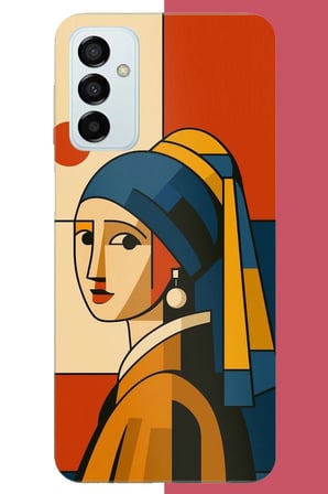 Samsung Galaxy M14 Uyumlu İnci Küpeli Kızın Modern Yorumu Baskılı Silikon Kılıf