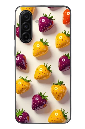 Samsung Galaxy A17 Uyumlu Sarı Kırmızı Çilekler Baskılı Silikon Kılıf