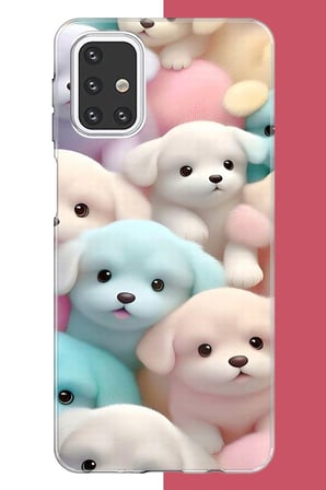 Samsung Galaxy M31s Uyumlu sevimli renkli köpek Baskılı Silikon Kılıf