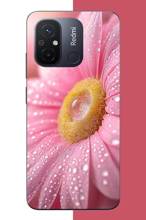 Redmi 12C Uyumlu Pembe Papatyada Çiy Damlası Baskılı Silikon Kılıf
