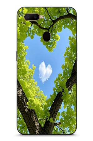 Oppo A5S Uyumlu Kalpli Ağaç Baskılı Silikon Kılıf