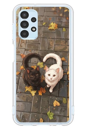 Samsung Galaxy A13 Uyumlu Kalp Kuyruklu Kediler Baskılı Silikon Kılıf