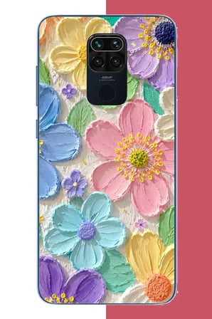 Redmi Note 9 Uyumlu Pastel Çiçek Dokusu Baskılı Silikon Kılıf
