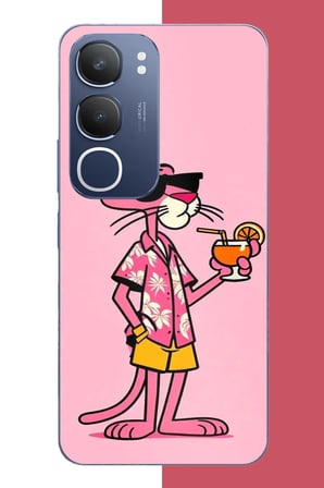 Vivo Y19s Uyumlu pembe panter 1 Baskılı Silikon Kılıf