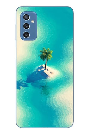 Samsung Galaxy M52 Uyumlu Adada Palmiye Baskılı Silikon Kılıf