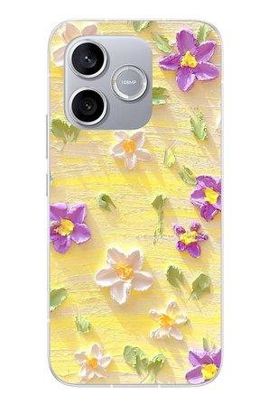 Honor 600 Lite Uyumlu Mor Papatyalar Baskılı Silikon Kılıf