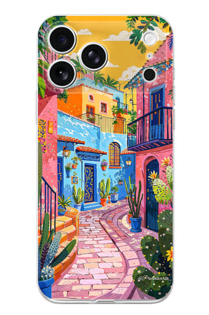 İphone 17 PRO Uyumlu Renkli Sanat Sokak Silikon Kılıf Baskılı Silikon Kılıf