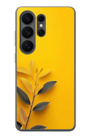 Samsung Galaxy S26 Ultra Uyumlu Sarı Siyah Çiçekler Baskılı Silikon Kılıf