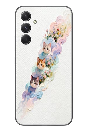 Samsung Galaxy A54 Uyumlu Yağlı Boya Kediler Baskılı Silikon Kılıf