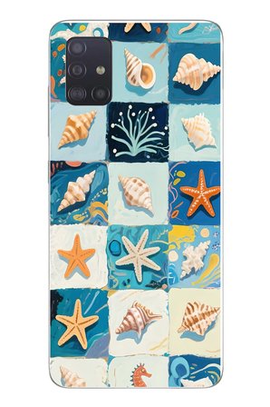 Samsung Galaxy A51 Uyumlu Deniz Kabukları Baskılı Silikon Kılıf