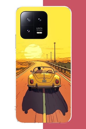 Xiaomi Mi 13 Uyumlu Gün Batımına Yolculuk Baskılı Silikon Kılıf