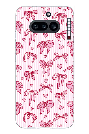 Nothing Phone (4A) Uyumlu Pembe Fiyonk ve Kalp Desenli Baskılı Silikon Kılıf
