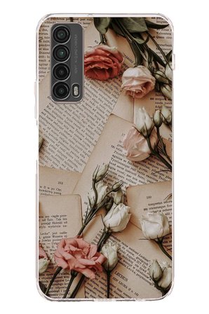 Huawei P Smart 2021 Uyumlu Retro Gazete Güller Tasarımlı Baskılı Silikon Kılıf